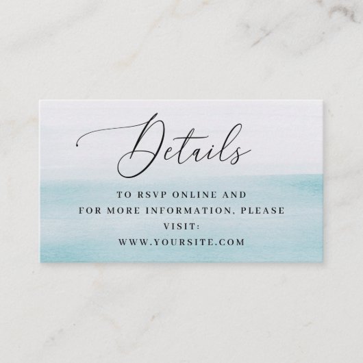 Coastal Beach Wedding Details. Watercolor Nautical エンクロージャーカード (正面)