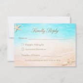 Coastal Beach Wedding RSVP Card Starfish (正面)