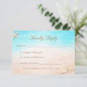 Coastal Beach Wedding RSVP Card Starfish (スタンド正面)