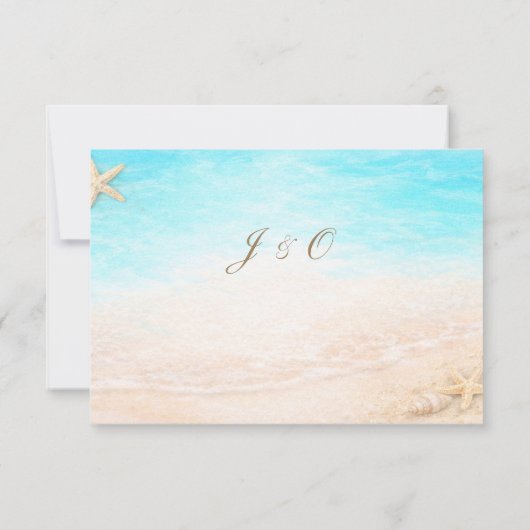 Coastal Beach Wedding RSVP Card Starfish (裏面)