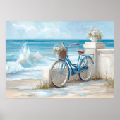 Coastal Bicycle Seaside Wall Art Print | ポスター (正面)