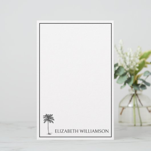 Coastal Black Palmetto Palm Tree Personalized 便箋 (スタンド正面)