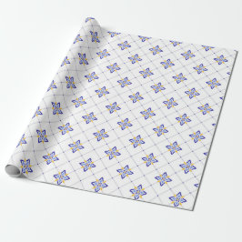 Coastal Blossom Minimal Blue Modern Mediterranean ラッピングペーパー
