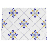 Coastal Blossom Minimal Blue Modern Mediterranean ラージペーパーバッグ (正面)