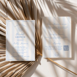 Coastal Blue And White Bridal Shower 招待状