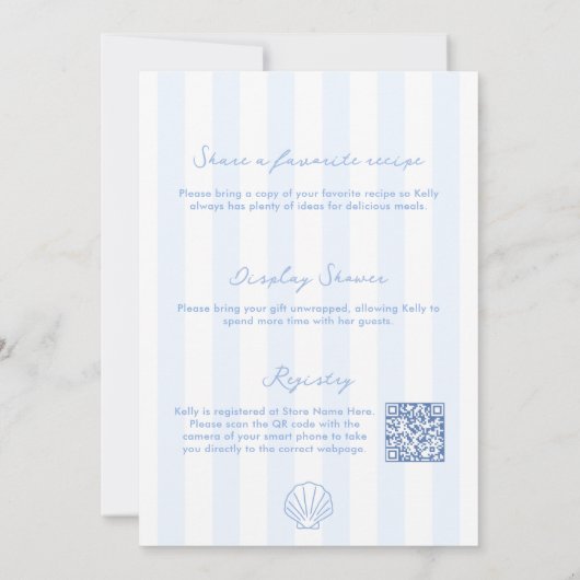 Coastal Blue And White Bridal Shower 招待状 (裏面)