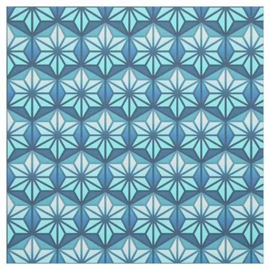 Coastal Blue Asanoha Traditional Japanese Pattern ファブリック (見本)