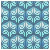 Coastal Blue Asanoha Traditional Japanese Pattern ファブリック (クローズアップ)