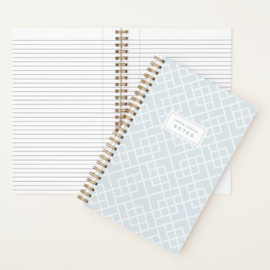 Coastal Blue Bamboo Trellis Personalized ノートブック (内側)