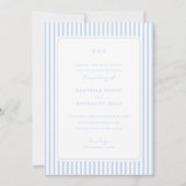 Coastal Blue Classic Stripes Minimalist Wedding 招待状 (正面)