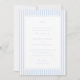 Coastal Blue Classic Stripes Minimalist Wedding 招待状