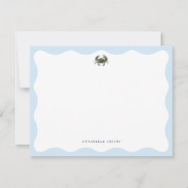 Coastal Blue Crab Personalized Stationery ノートカード