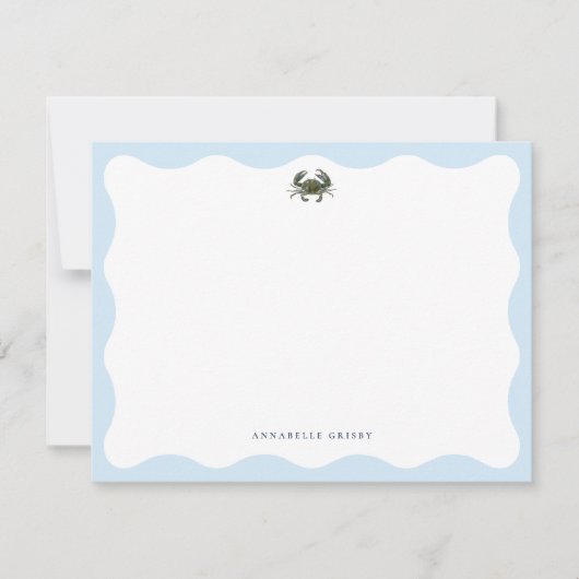 Coastal Blue Crab Personalized Stationery ノートカード (正面)