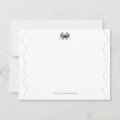 Coastal Blue Crab Wavy Border Personalized ノートカード (正面)