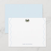 Coastal Blue Crab Wavy Border Personalized ノートカード (正面/裏面)