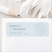 Coastal Blue Hand Drawn Seashell Wedding Address ラベル (インサイチュ)