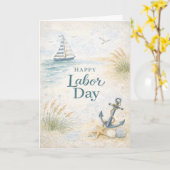 Coastal Blue Happy Labor Day カード (黄色い花)