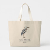 Coastal Blue Heron Bird Monogram ラージトートバッグ (裏面)
