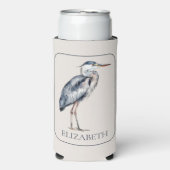 Coastal Blue Heron Bird Personalized スリム缶クーラー (Seltzer正面)