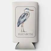 Coastal Blue Heron Bird Personalized スリム缶クーラー (正面)