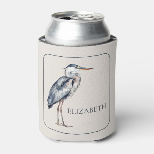 Coastal Blue Heron Bird Personalized 缶クーラー (缶正面)
