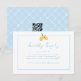 Coastal Blue Lemon Amalfi QR Code RSVP  エンクロージャーカード