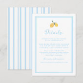 Coastal Blue Lemon Amalfi Wedding Details Card エンクロージャーカード (正面/裏面)