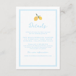 Coastal Blue Lemon Amalfi Wedding Details Card エンクロージャーカード
