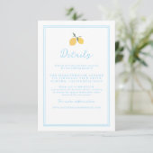 Coastal Blue Lemon Amalfi Wedding Details Card エンクロージャーカード (スタンド正面)