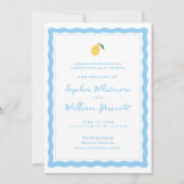 Coastal Blue Lemon Amalfi Wedding Invitation 招待状 (正面)