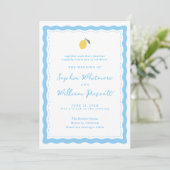 Coastal Blue Lemon Amalfi Wedding Invitation 招待状 (スタンド正面)