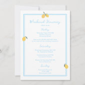 Coastal Blue Lemon Amalfi Wedding Itinerary Card 招待状 (正面)