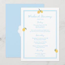 Coastal Blue Lemon Amalfi Wedding Itinerary Card 招待状
