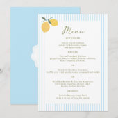 Coastal Blue Lemon Amalfi Wedding Menu Card 招待状 (正面/裏面)
