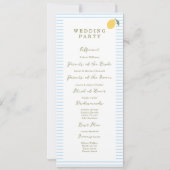 Coastal Blue Lemon Amalfi Wedding Program Card 招待状 (裏面)
