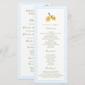 Coastal Blue Lemon Amalfi Wedding Program Card 招待状 (正面/裏面)