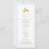 Coastal Blue Lemon Amalfi Wedding Program Card 招待状 (正面)