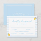Coastal Blue Lemon Amalfi Wedding RSVP Card エンクロージャーカード (正面/裏面)