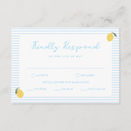 Coastal Blue Lemon Amalfi Wedding RSVP Card エンクロージャーカード
