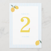 Coastal Blue Lemon Amalfi Wedding Table Number 招待状 (正面)