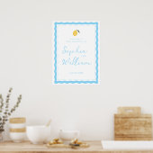 Coastal Blue Lemon Amalfi Wedding Welcome Sign ポスター (キッチン)