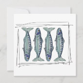 Coastal Blue Mackerel Seamless Ocean Fish Pattern 招待状 (正面)