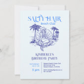 Coastal Blue Mermaid Cowgirl Summer Birthday Party 招待状 (正面)