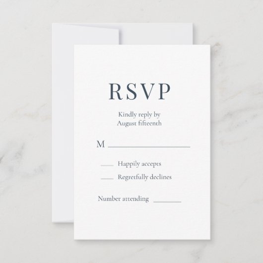 Coastal Blue Minimalist Wedding RSVP  (正面)