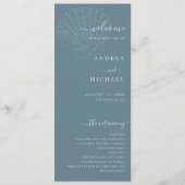 Coastal Blue Nautical Hand Drawn Seashell Wedding プログラム (正面)