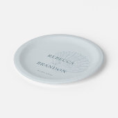 Coastal Blue Nautical Hand Drawn Seashell Wedding ペーパープレート (アングル)