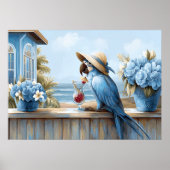 Coastal Blue Parrot Art Print | Wall Poster ポスター (正面)