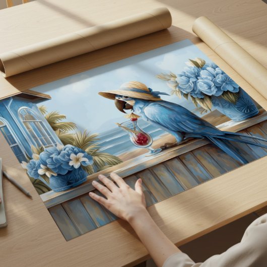 Coastal Blue Parrot Art Print | Wall Poster ポスター