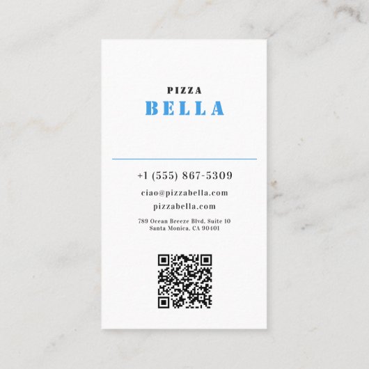 Coastal Blue - Rustic Italian Pizza Bella Shop  名刺 (裏面)