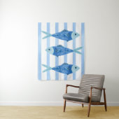 Coastal Blue Sardines Striped  タペストリー (インサイチュ)